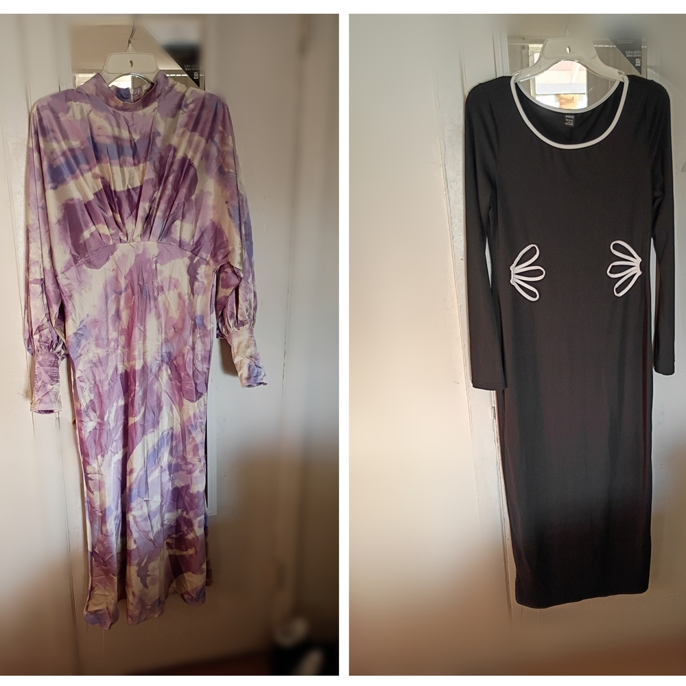 SHEIN Purple Tie-Dye Long Sleeve Maxi Dress